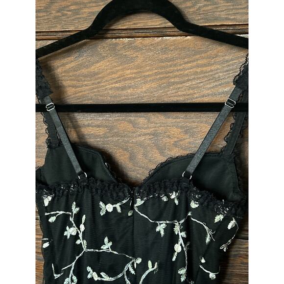 NWT Dolls Kill Protected Aura Slip Dress Black Embroidered Flowers Goth Sz M - Picture 3 of 12